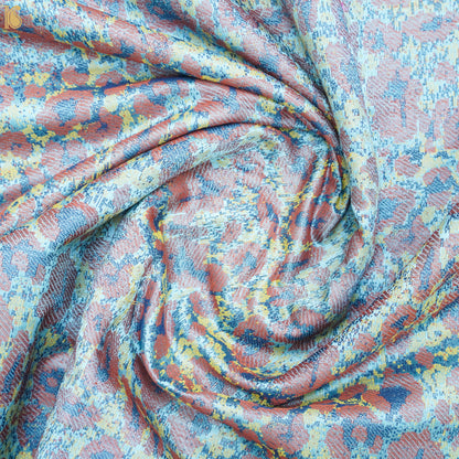 Handwoven Mabel Blue Pure Mashru Silk Jamdani Banarasi Fabric - Khinkhwab