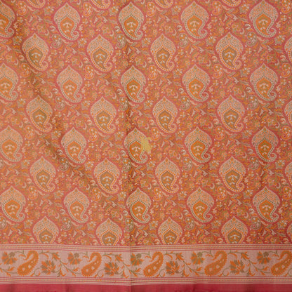 Orange Pure Banarasi Silk Handwoven Tanchui Kurta Fabric - Khinkhwab