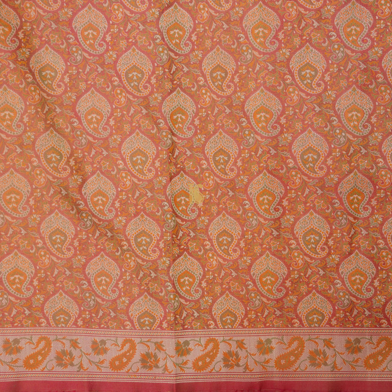 Orange Pure Banarasi Silk Handwoven Tanchui Kurta Fabric - Khinkhwab