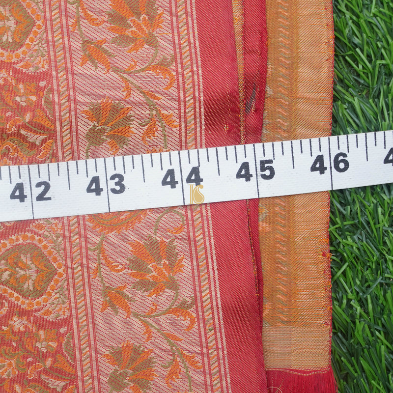 Orange Pure Banarasi Silk Handwoven Tanchui Kurta Fabric - Khinkhwab