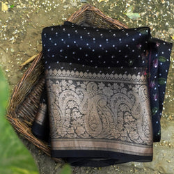 Deep Koamaru Organza Silk Pichwai Print Banarasi Border Saree - Khinkhwab
