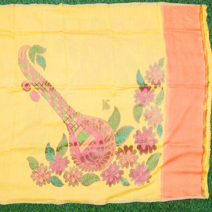 Handloom Moonga Silk Banarasi Yellow Dupatta - Khinkhwab