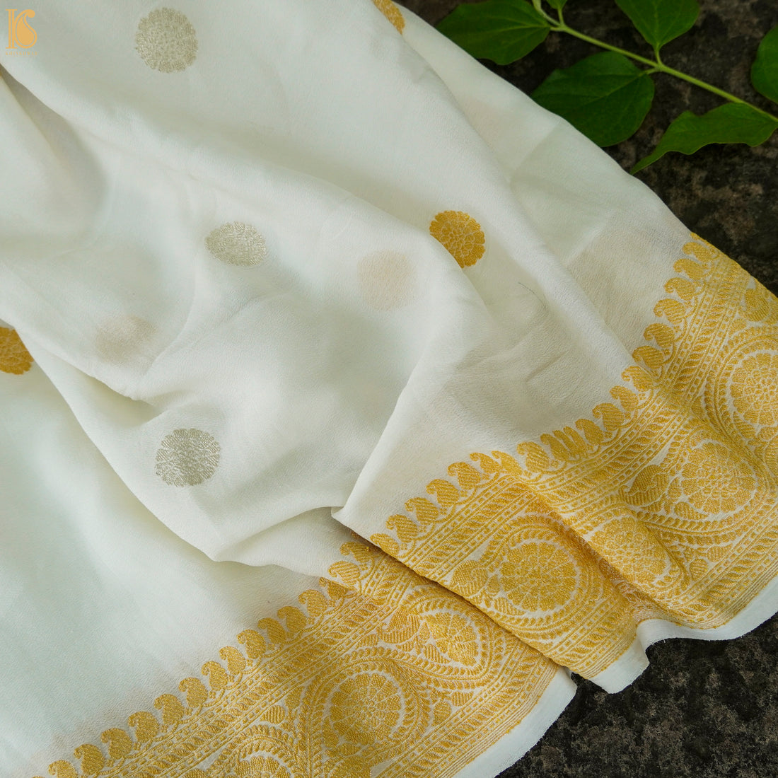 Pure Georgette Handloom Banarasi Sona Rupa Saree - Dyeable - Khinkhwab