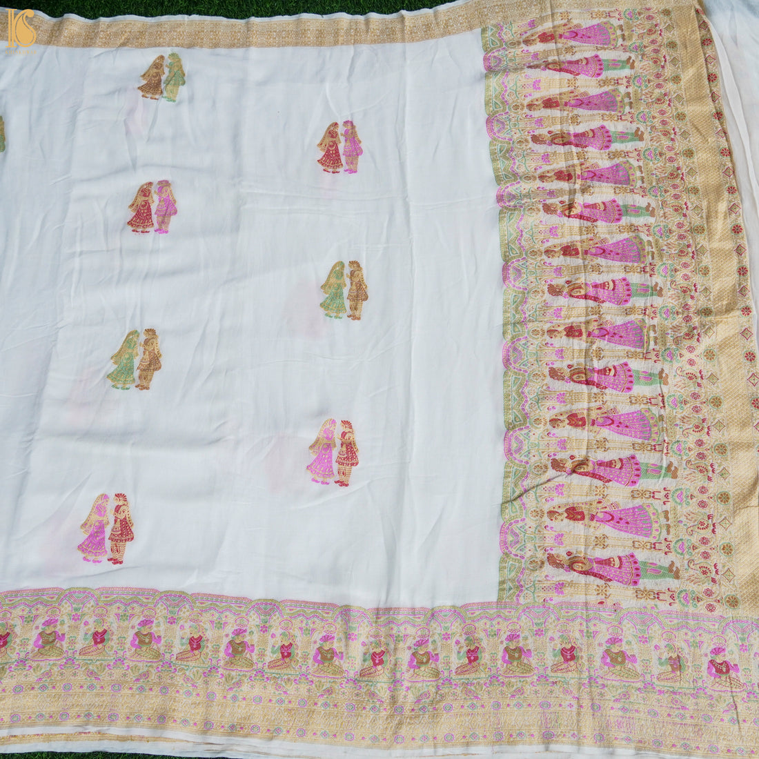 Pure Georgette Handloom Banarasi Raja Rani Meenakari Saree - Dyeable - Khinkhwab