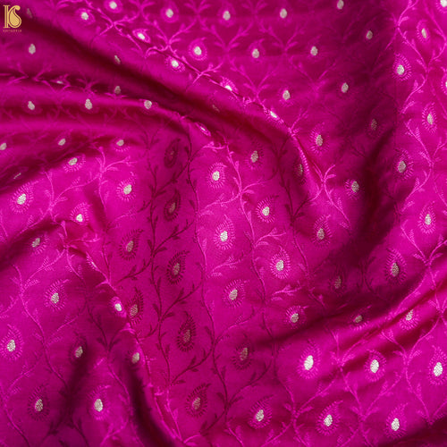 Violet Red Pure Banarasi Silk Handwoven Tanchui Kurta Fabric - Khinkhwab