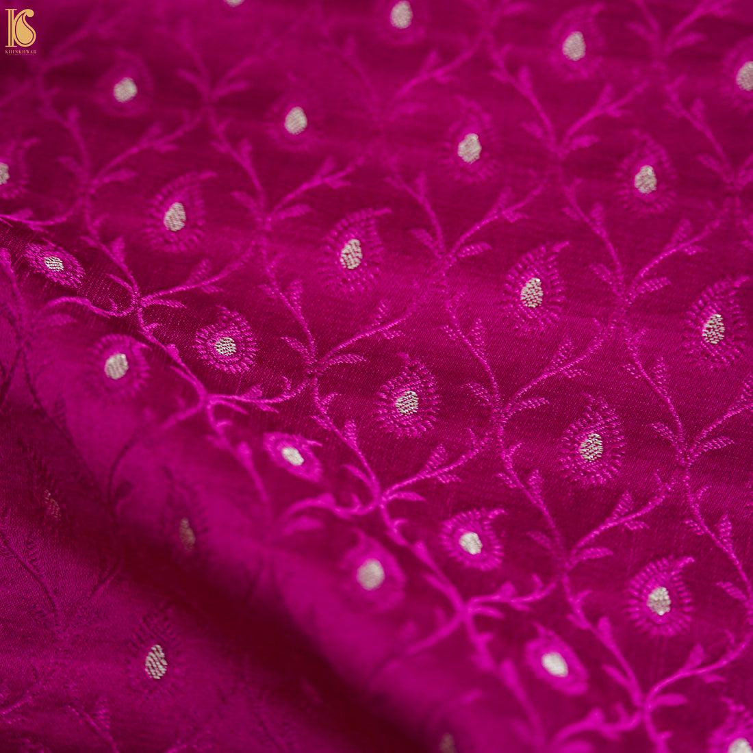 Violet Red Pure Banarasi Silk Handwoven Tanchui Kurta Fabric - Khinkhwab