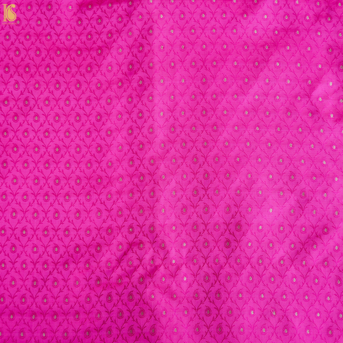 Cerise Pink Pure Banarasi Silk Handwoven Tanchui Kurta Fabric - Khinkhwab