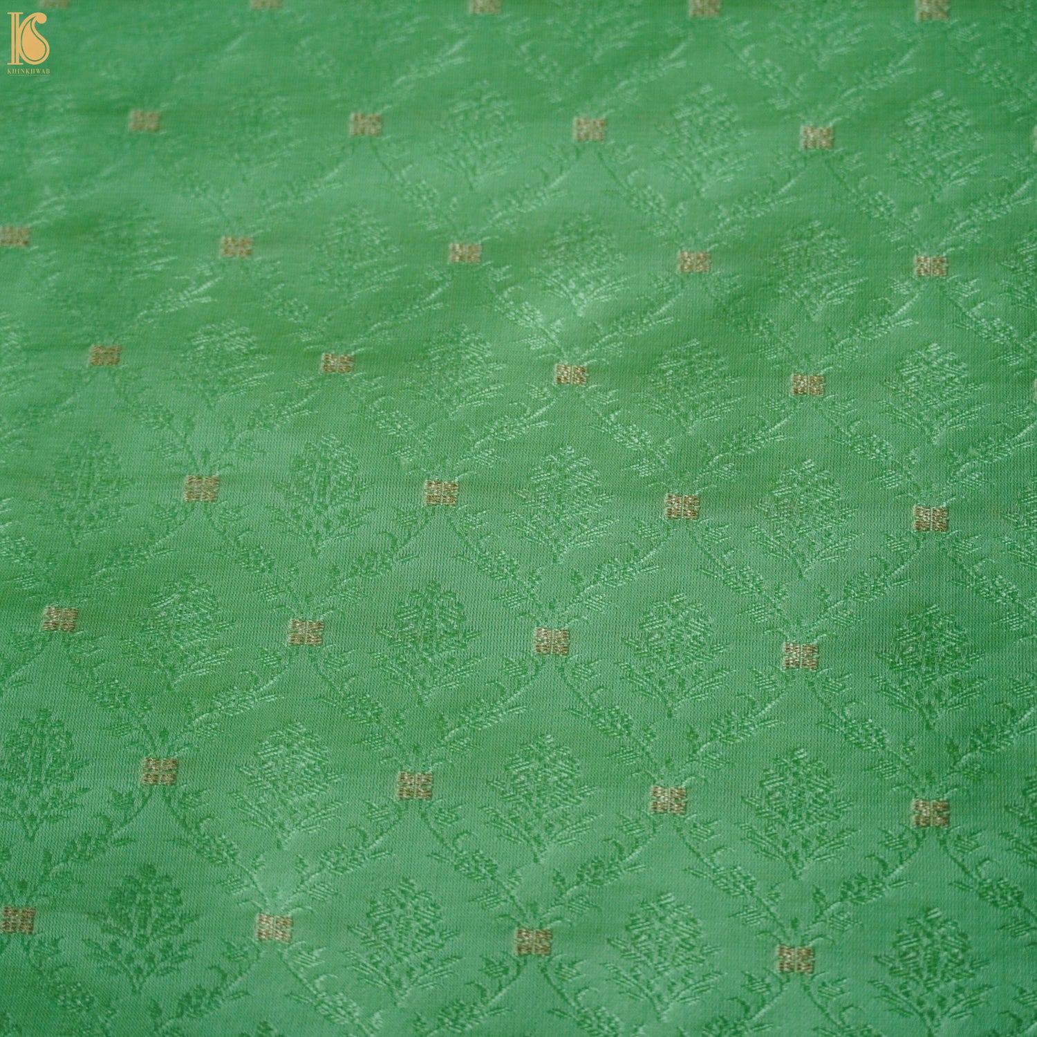 Chateau Green Pure Banarasi Silk Handwoven Tanchui Kurta Fabric - Khinkhwab