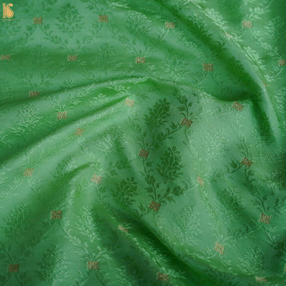 Chateau Green Pure Banarasi Silk Handwoven Tanchui Kurta Fabric - Khinkhwab
