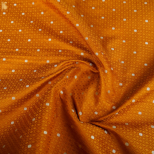 Mango Tango Pure Banarasi Silk Handwoven Tanchui Kurta Fabric - Khinkhwab