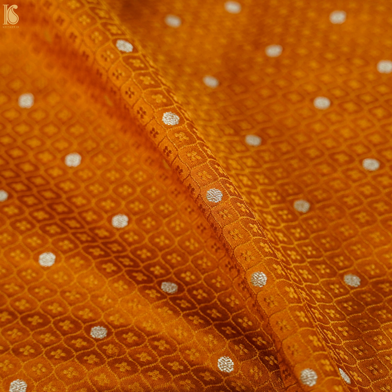 Mango Tango Pure Banarasi Silk Handwoven Tanchui Kurta Fabric - Khinkhwab