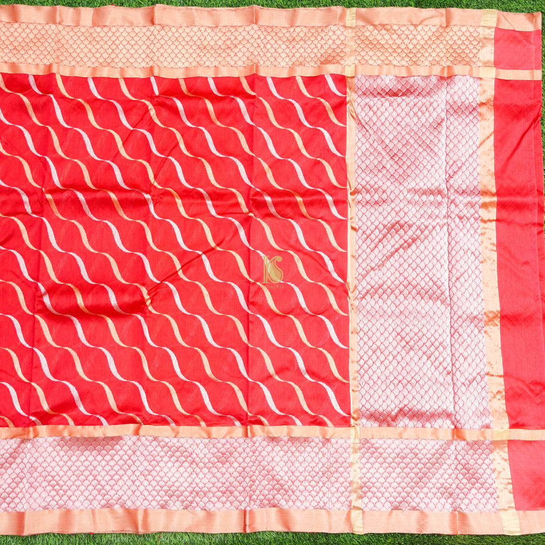 Red Pure Chanderi Silk Handwoven Leheriya Saree - Khinkhwab