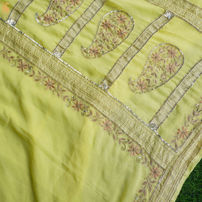 Deco Green Pure Georgette Banarasi Embroidery Saree - Khinkhwab