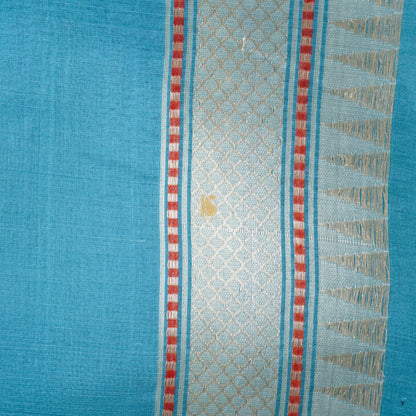 Baby Blue Pure Kora Handloom Banarasi Saree - Khinkhwab