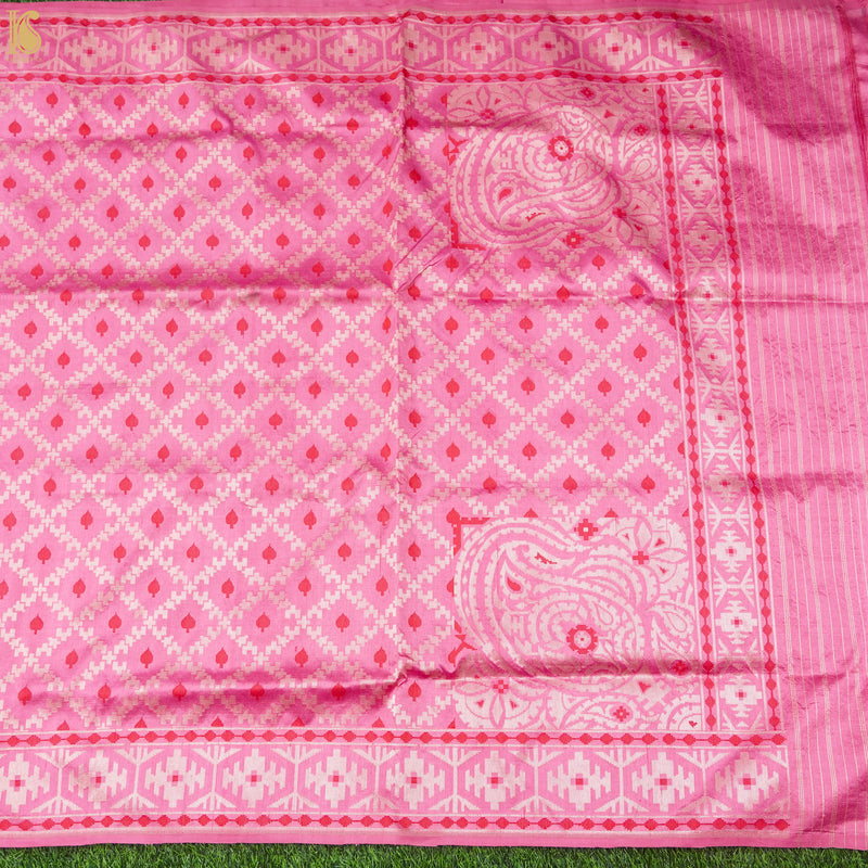 Pink Pure Kora by Dupion Silk Handloom Banarasi Saree - Khinkhwab