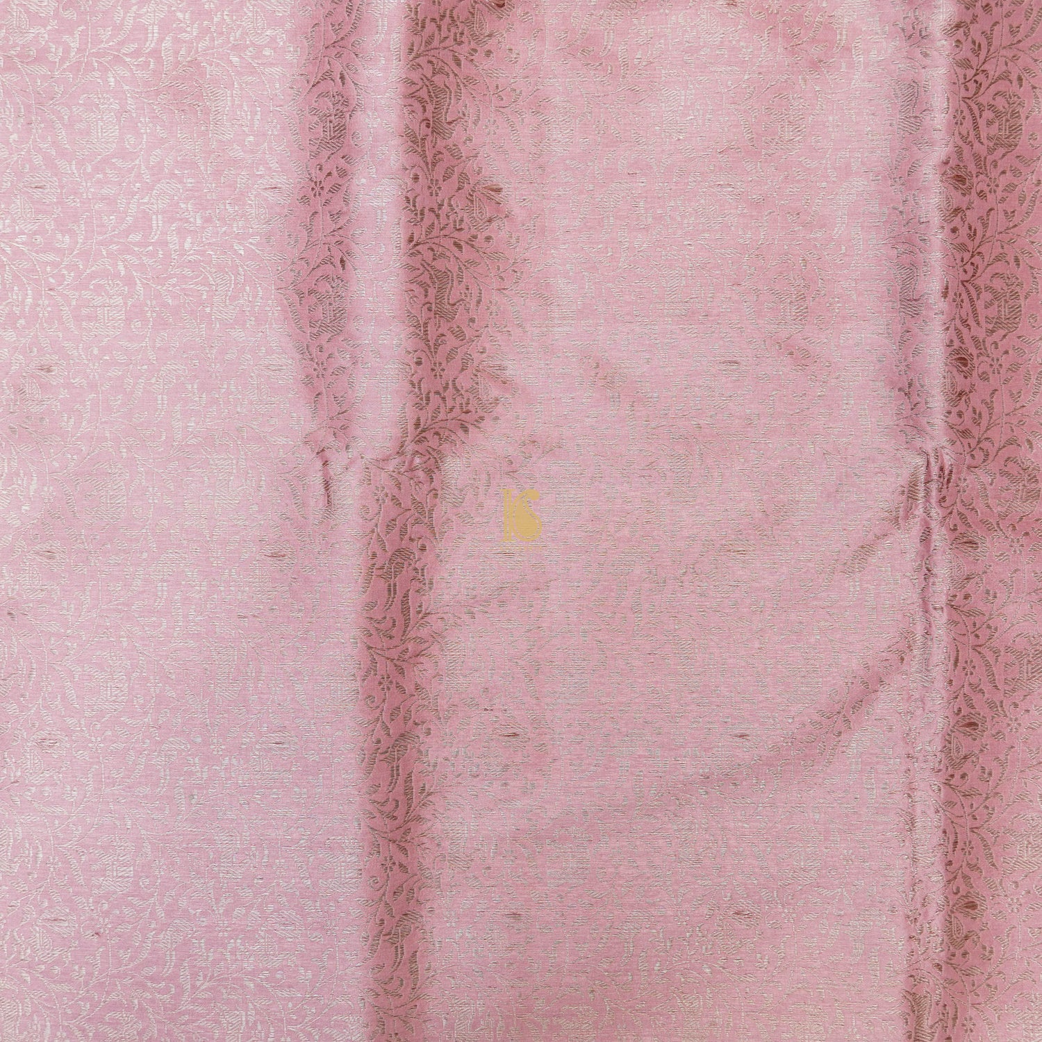 Pink Pure Katan Silk Banarasi Shikargah Fabric - Khinkhwab