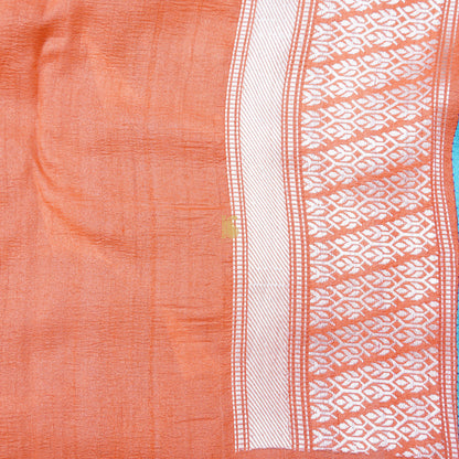 Blue Pure Tussar Silk Handwoven Banarasi Saree - Khinkhwab