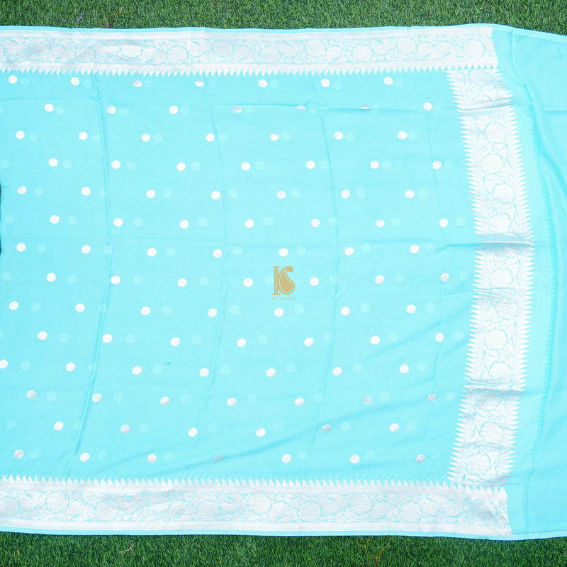 Blue Pure Georgette Handloom Banarasi Ashrafi Boota Dupatta - Khinkhwab