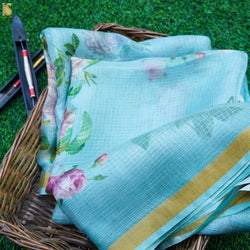 Tints of Anakiwa Handloom Kota Silk Floral Print Saree - Khinkhwab