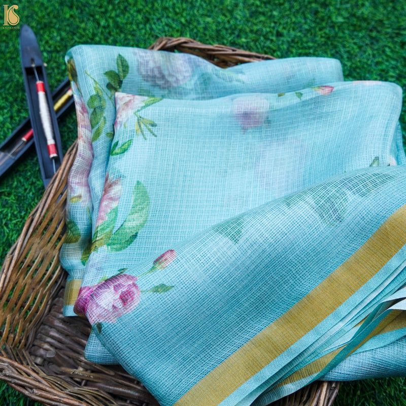 Tints of Anakiwa Handloom Kota Silk Floral Print Saree - Khinkhwab