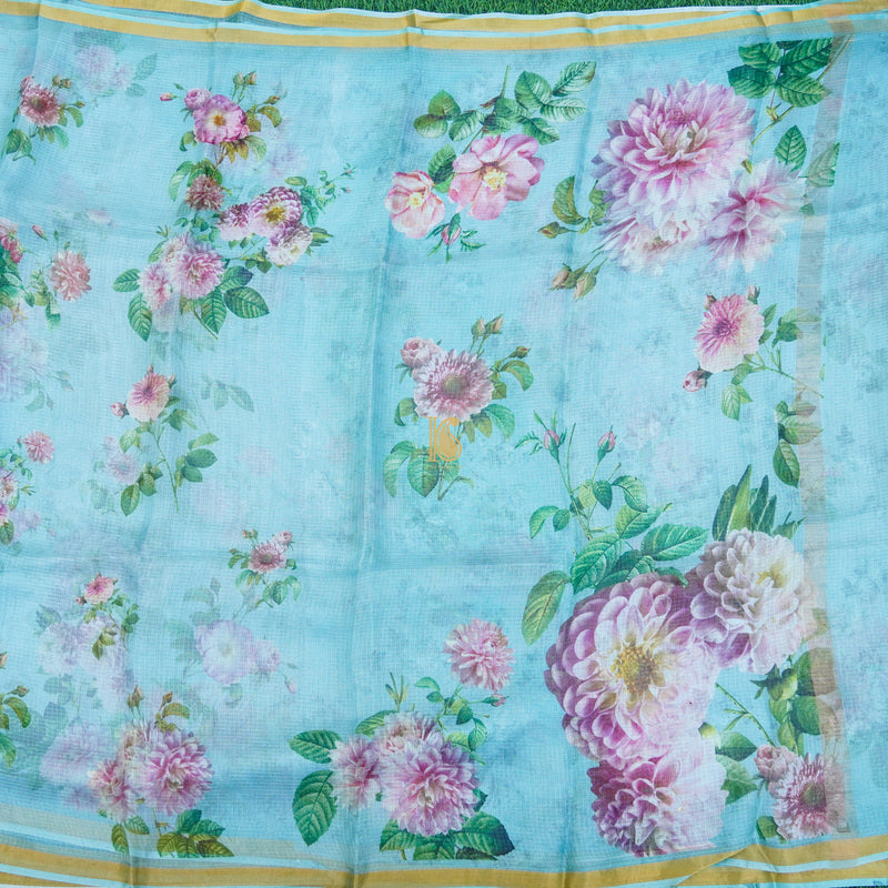 Tints of Anakiwa Handloom Kota Silk Floral Print Saree - Khinkhwab