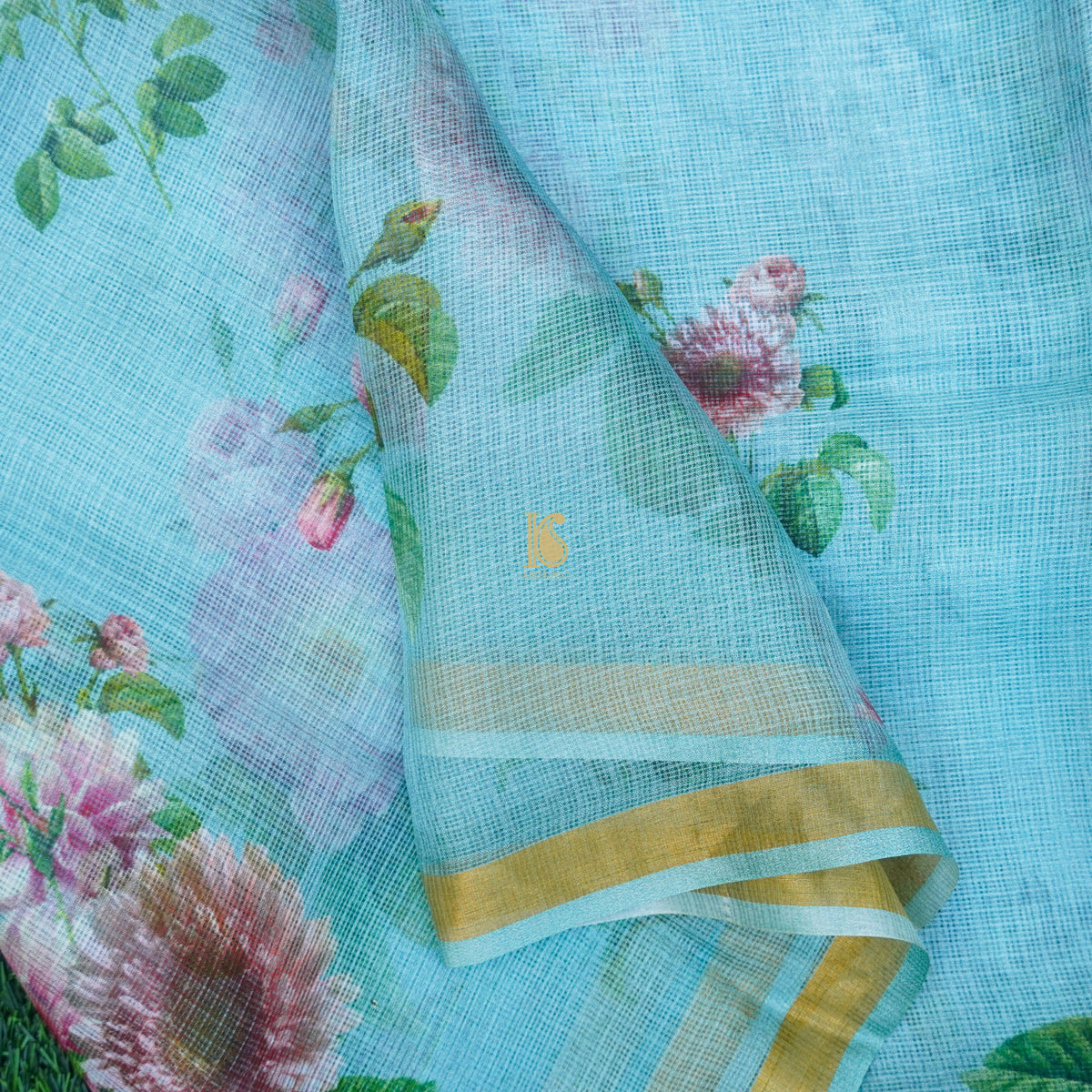 Tints of Anakiwa Handloom Kota Silk Floral Print Saree - Khinkhwab