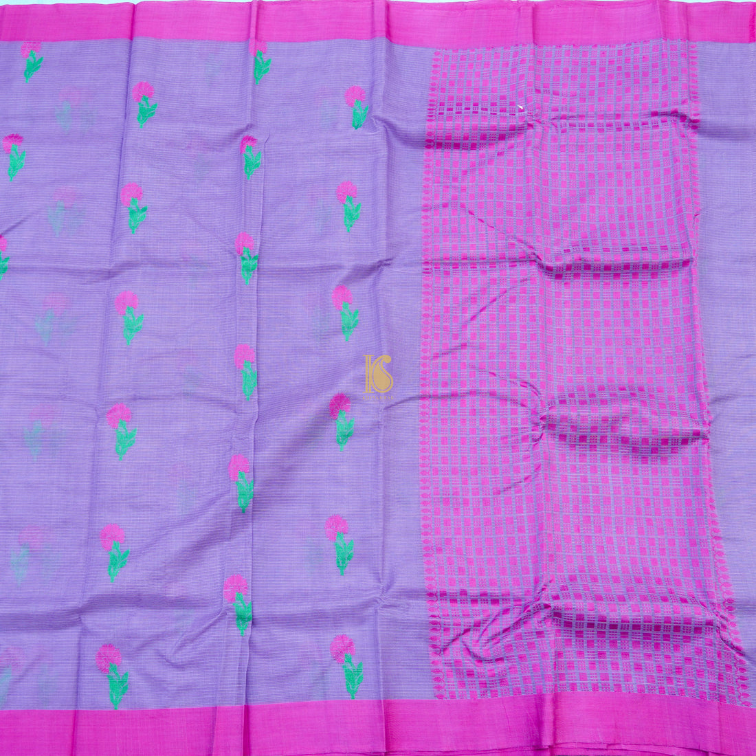 Handwoven Medium Purple Kota Silk Saree - Khinkhwab