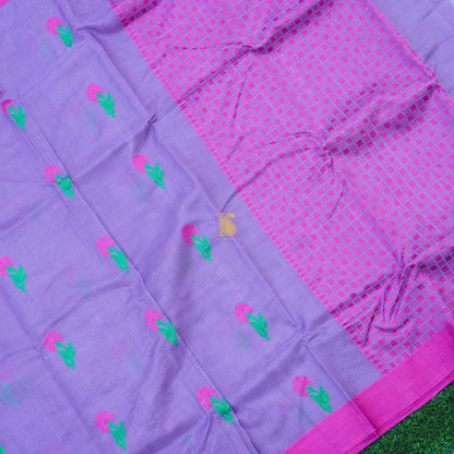 Handwoven Medium Purple Kota Silk Saree - Khinkhwab