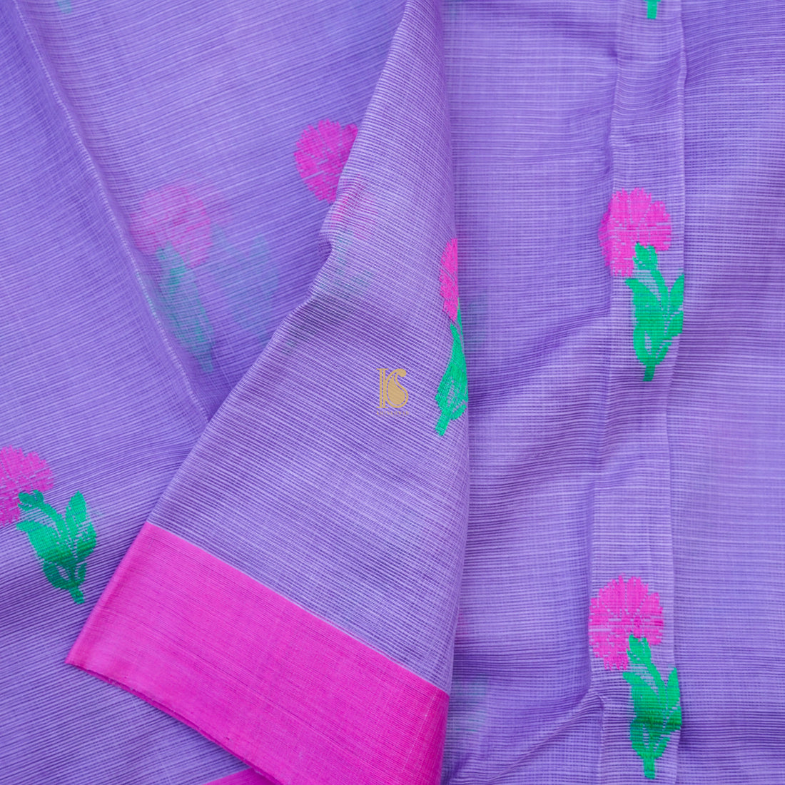 Handwoven Medium Purple Kota Silk Saree - Khinkhwab