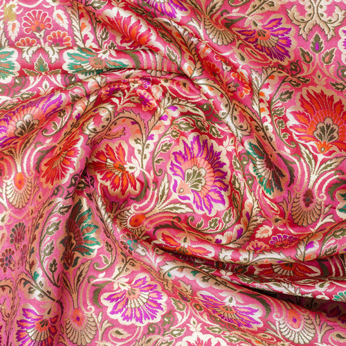 Pink Kinkhab / Kimkhab Brocade Banarasi Fabric - Khinkhwab