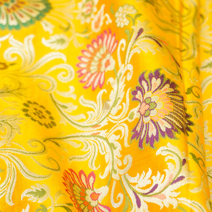Yellow Kinkhab / Kimkhab Brocade Banarasi Fabric - Khinkhwab