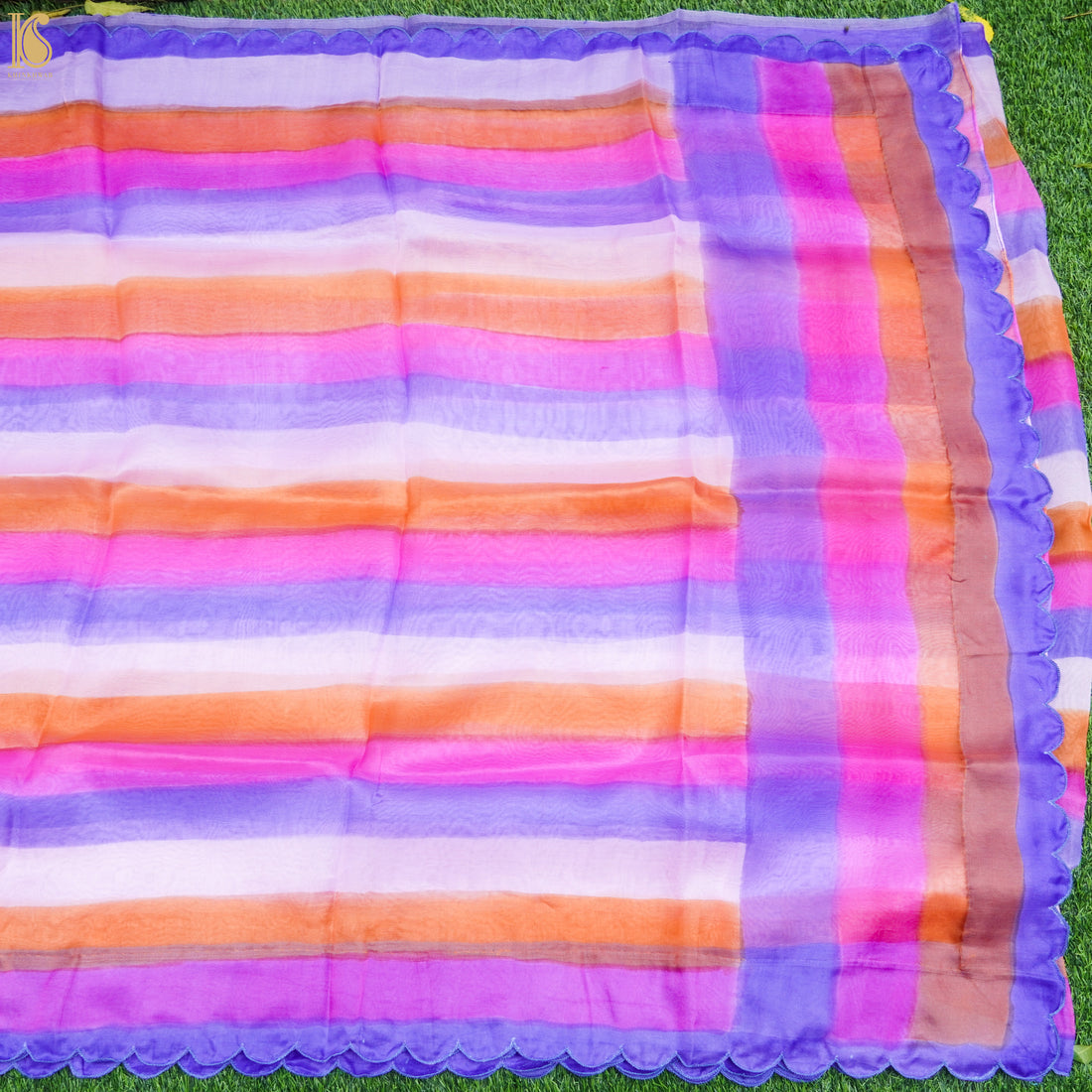 Handwoven Multicolor Organza Silk Hand Brush Saree - Khinkhwab