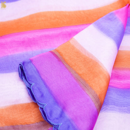 Handwoven Multicolor Organza Silk Hand Brush Saree - Khinkhwab