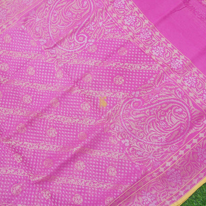 Pure Cotton Real Silver Zari Handloom Pink Banarasi Saree - Khinkhwab