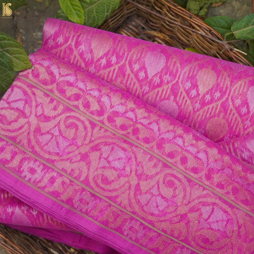 Pure Cotton Real Silver Zari Handloom Banarasi Saree - Khinkhwab