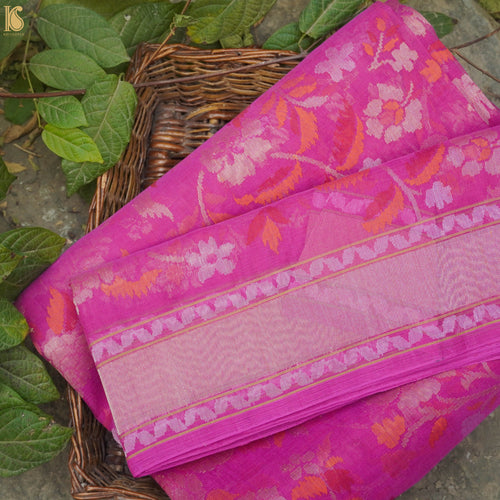 Pure Cotton Real Silver Zari Handloom Banarasi Saree - Khinkhwab