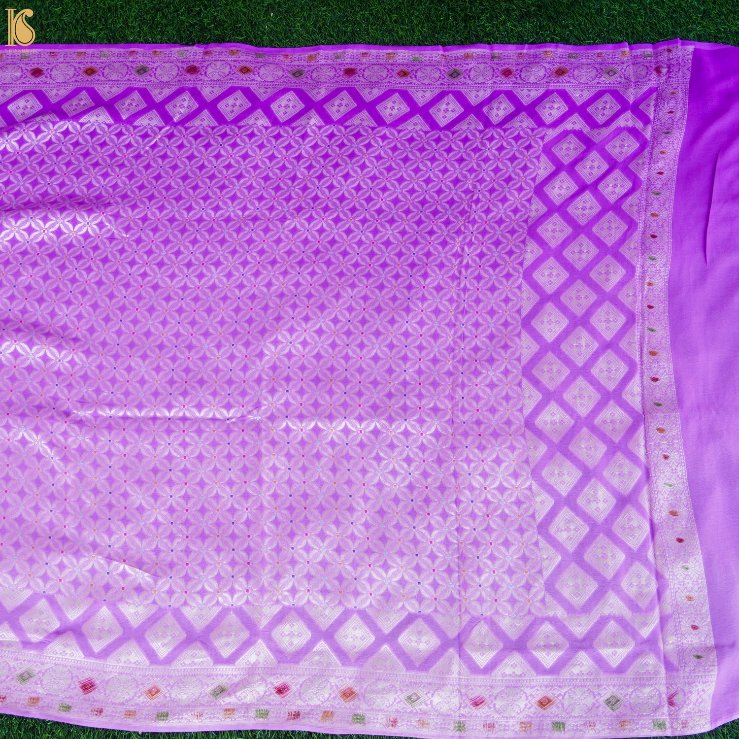 Orchid Purple Pure Georgette Handwoven Banarasi Suit Set - Khinkhwab