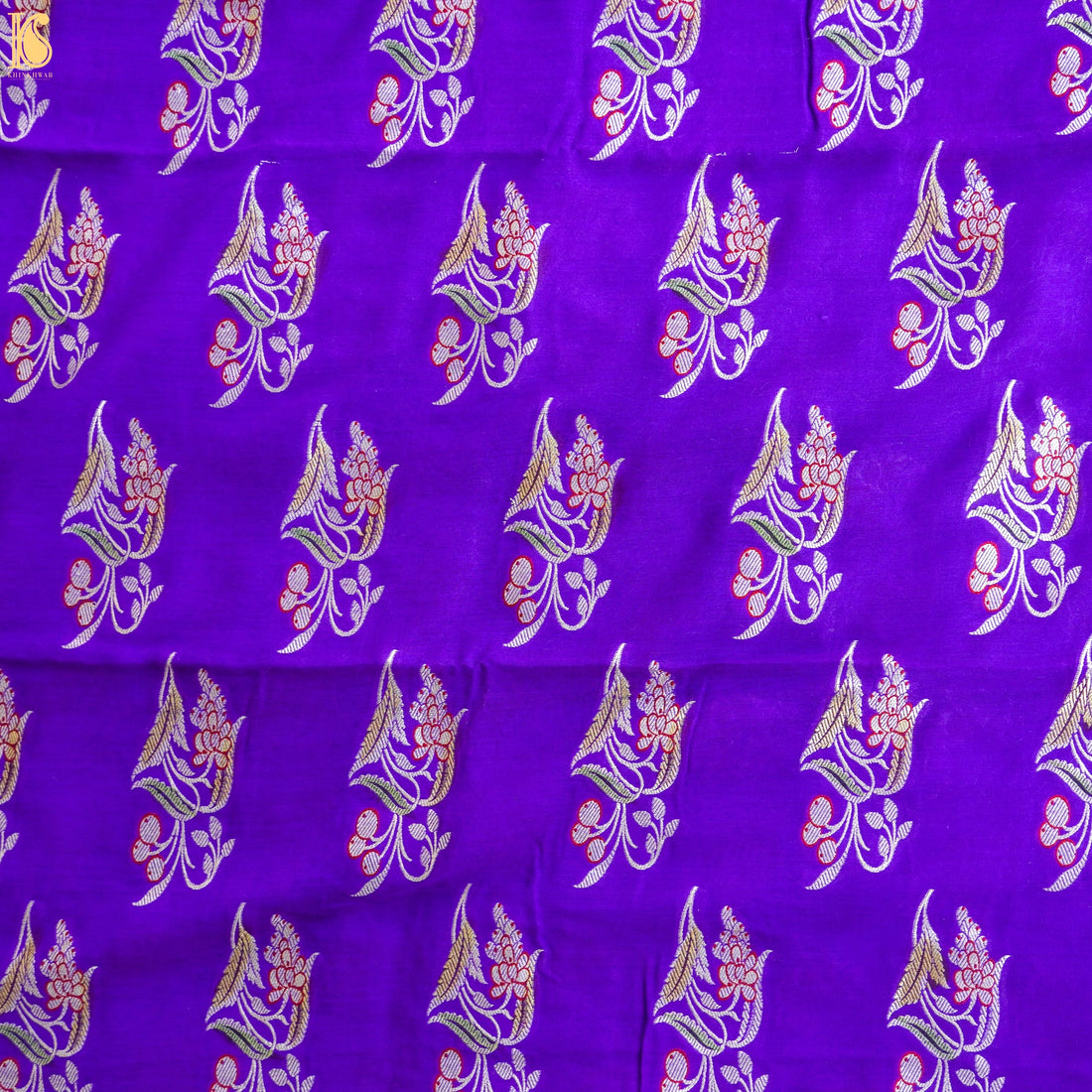 Pure Moonga Silk Handloom Banarasi Meenakari Fabric - Khinkhwab