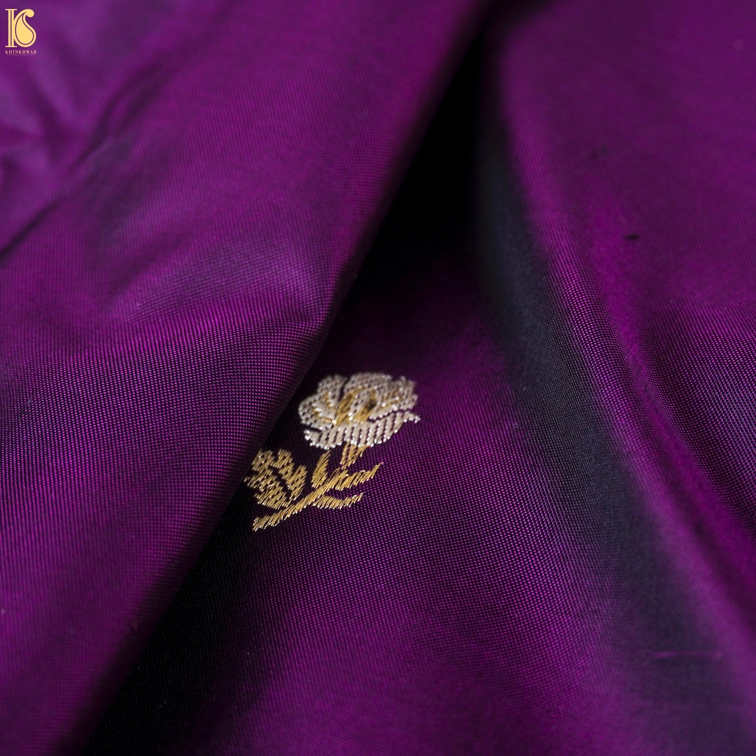 Seance Purple Katan Silk Handwoven Kadhwa Scalloped Border Saree - Khinkhwab