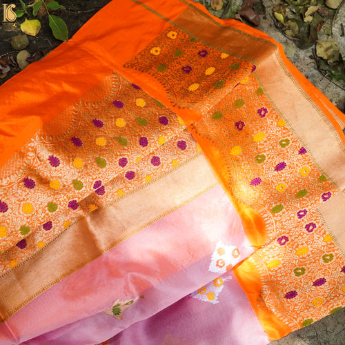 Kora Handloom Banarasi Saree with Kadwa Katan Border - Khinkhwab