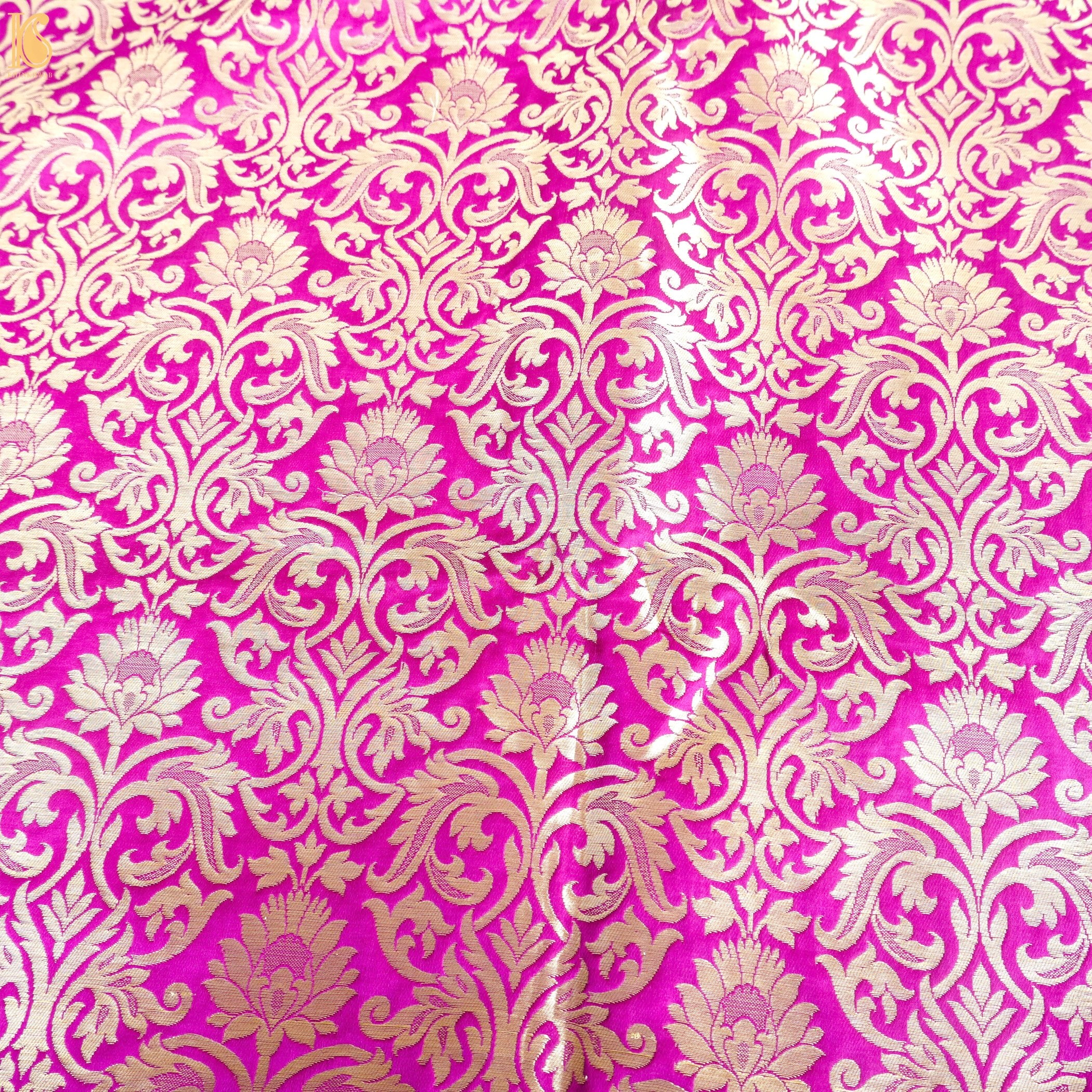 Banarasi With Golden Floral Pattern - Black » Arpit Silk India