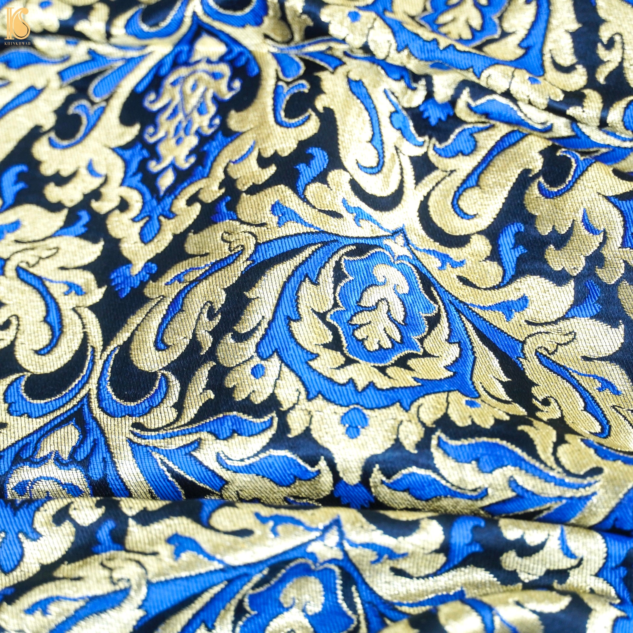 Blue Kinkhab / Kimkhab Brocade Banarasi Fabric - Khinkhwab
