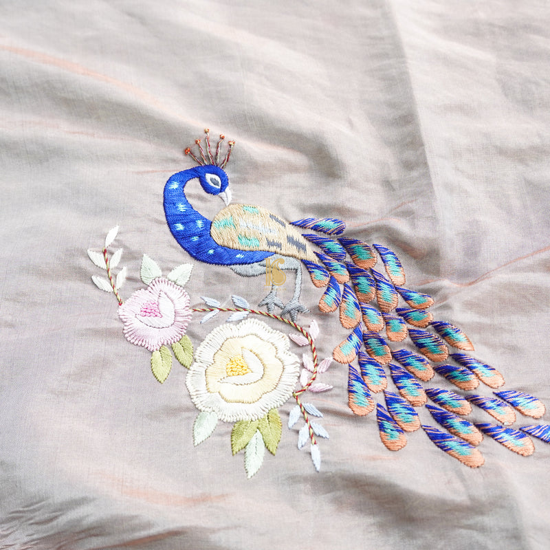 Alto Pink Pure Fine Tissue Silk Embroidery Fabric - Khinkhwab