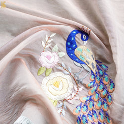 Alto Pink Pure Fine Tissue Silk Embroidery Fabric - Khinkhwab
