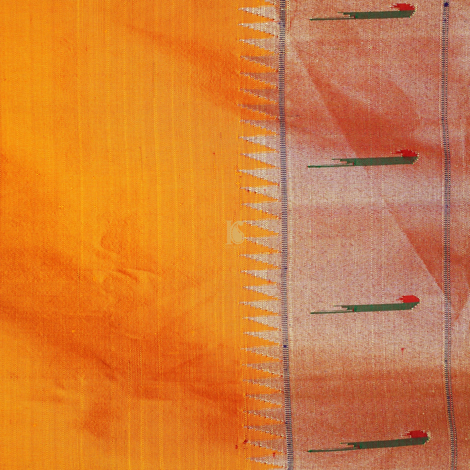 Orange Pure Silk Handwoven Paithani Saree with Muniya Border - Khinkhwab
