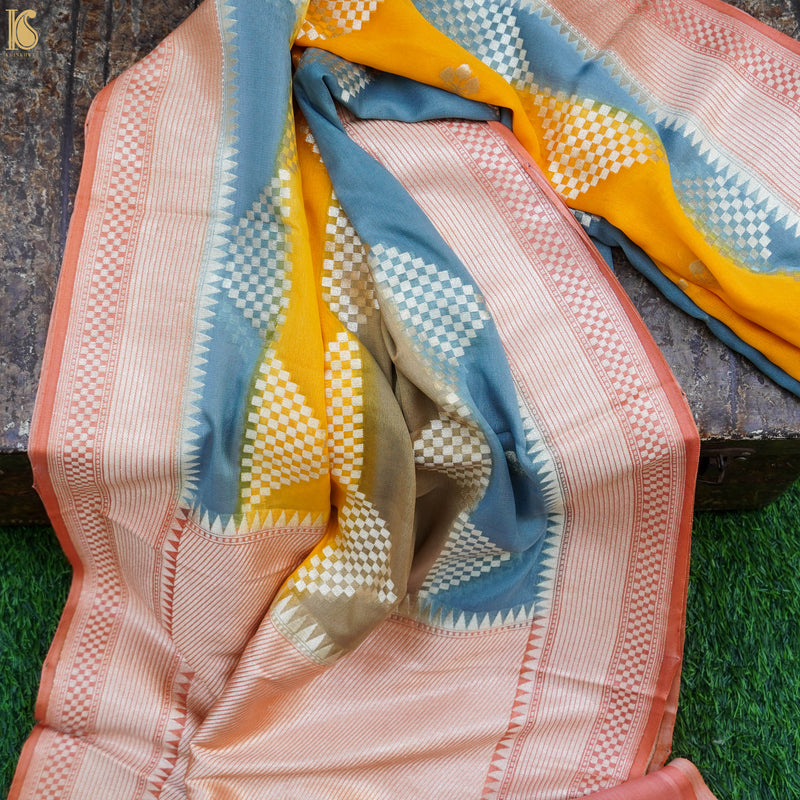 Orange Pure Georgette Banarasi Dupatta - Khinkhwab