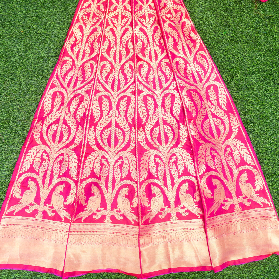 Pink Pure Katan Silk Handloom Banarasi Lehenga with Work Dupatta - Khinkhwab