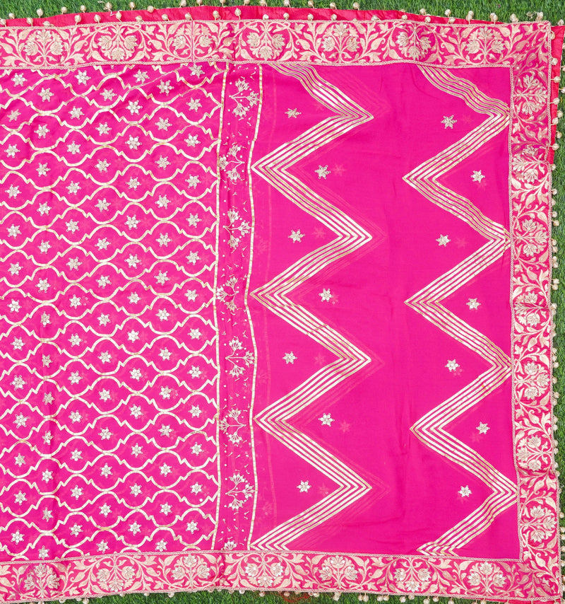 Pink Pure Katan Silk Handloom Banarasi Lehenga with Work Dupatta - Khinkhwab