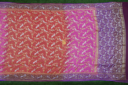 Shaded Pure Georgette Birds Banarasi Saree - Khinkhwab