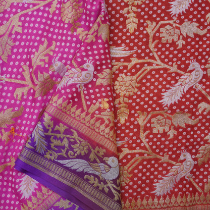 Shaded Pure Georgette Birds Banarasi Saree - Khinkhwab
